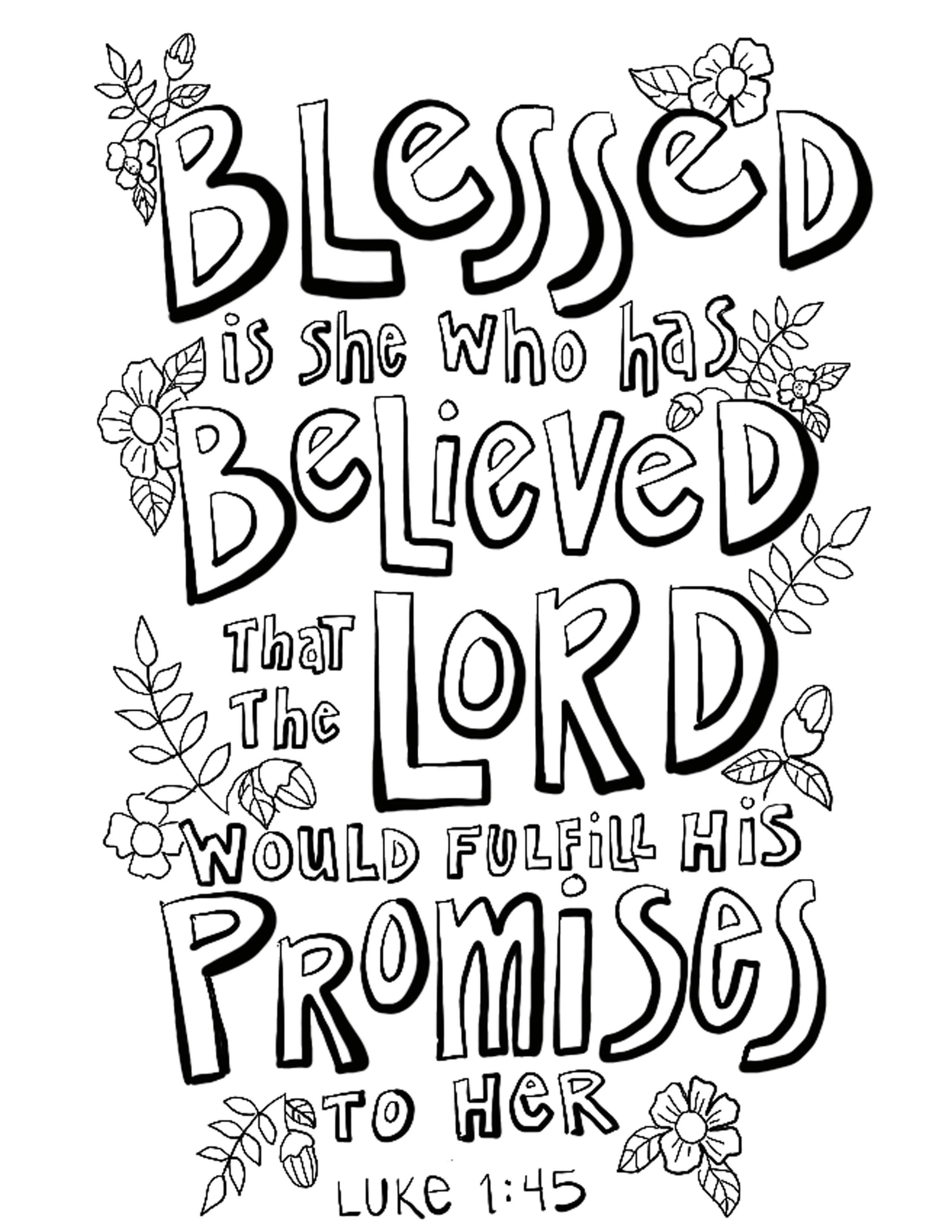 Luke 1:45 coloring page on Procreate – From Victory Road