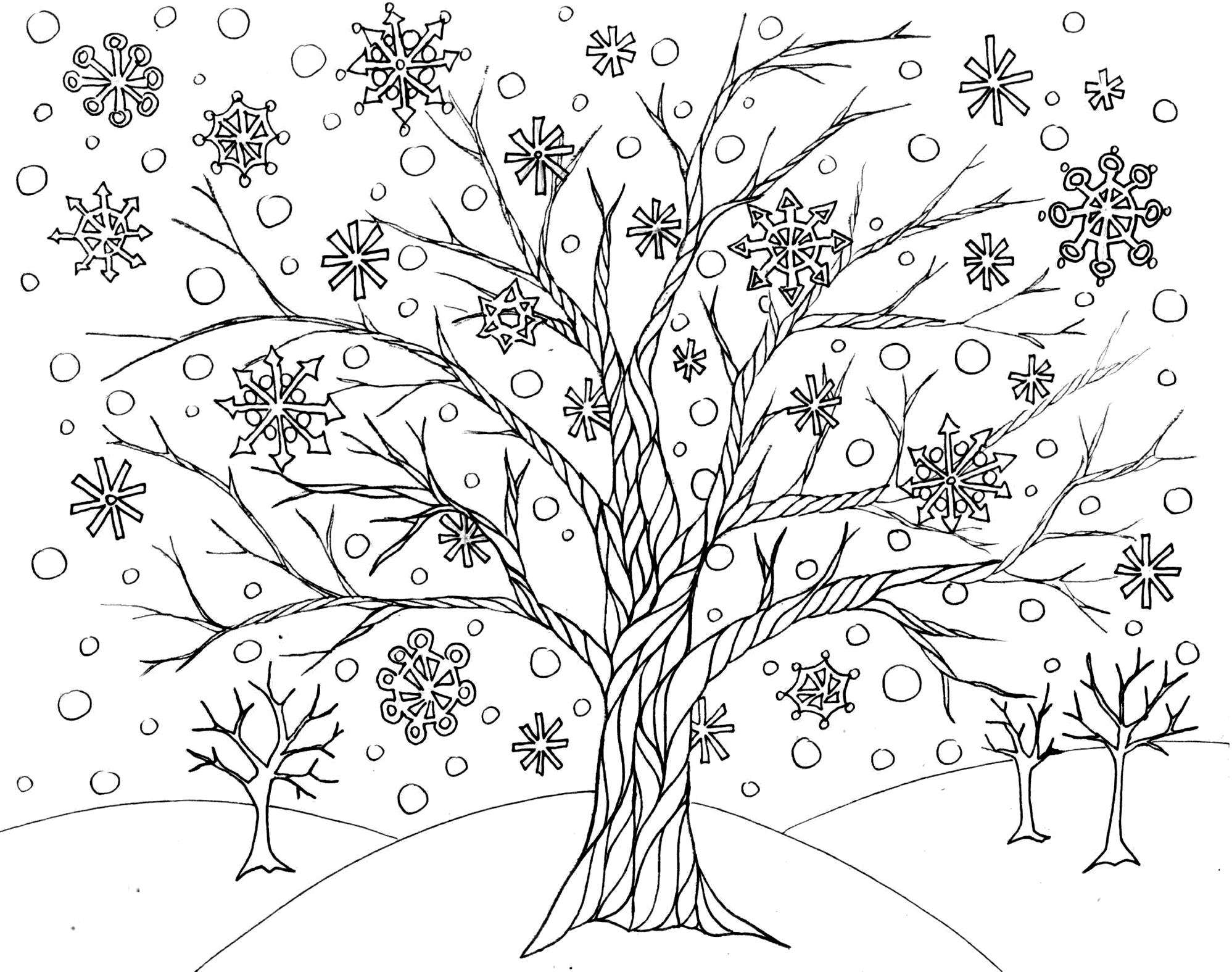 Free Winter Tree Coloring Page From Victory Road