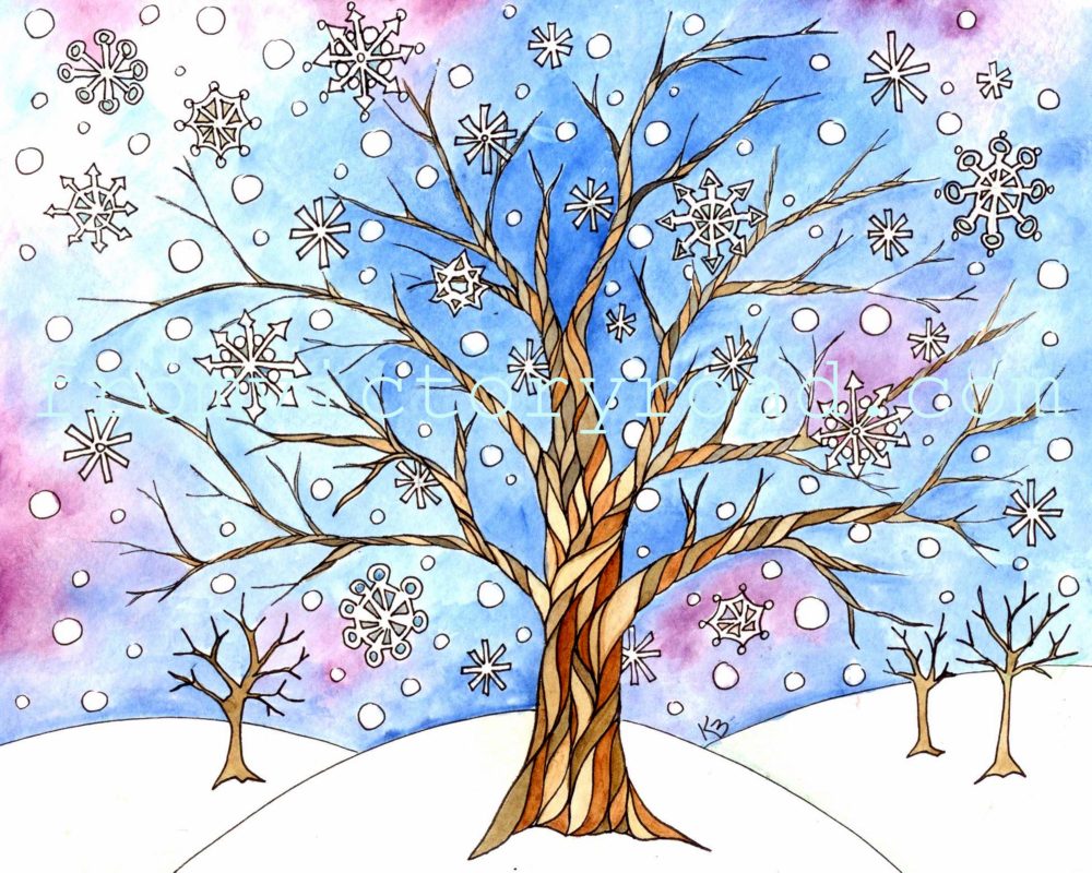 Free Winter Tree Coloring Page From Victory Road
