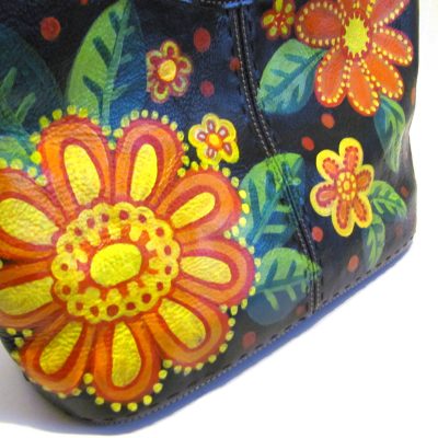 Painted leather bag