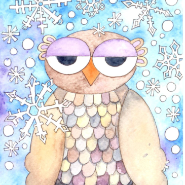 Free Winter Owl coloring page