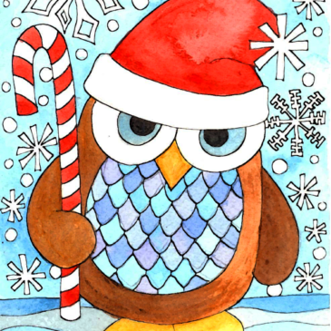 Santa Owl coloring page
